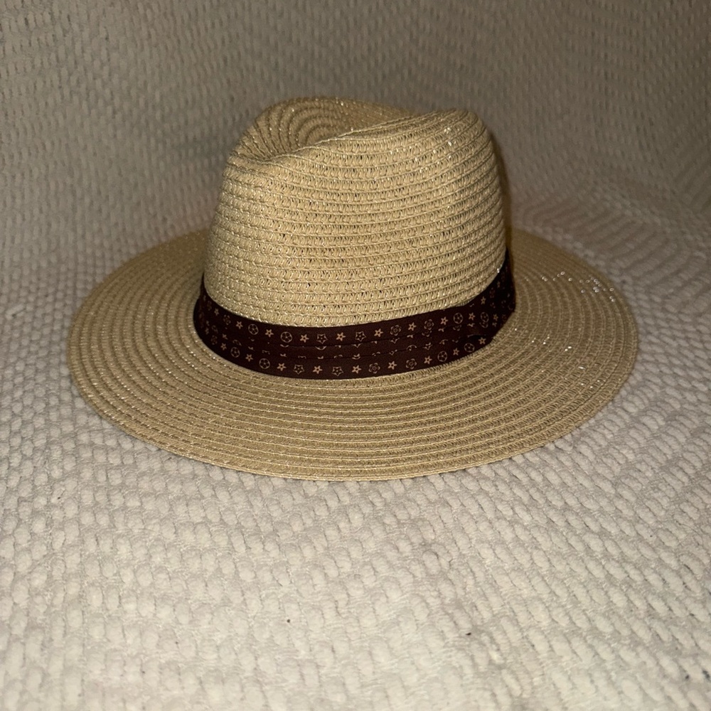 Odiva Beige Fedora Hat with Brown Band